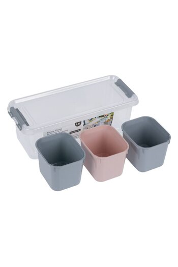 ANTBRO Set 3 Food Containers, Transparent, Plastic, Multicolor, 1.8L Capacity, Dishwasher Safe