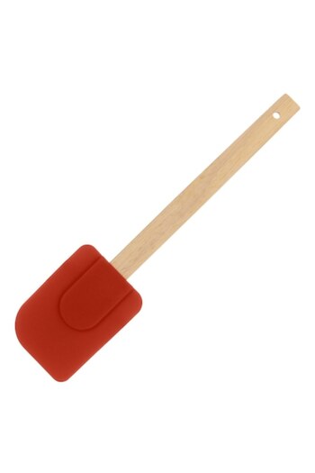 SHOPIENS Silicone Spatula, 25 cm, Wooden Handle, Red