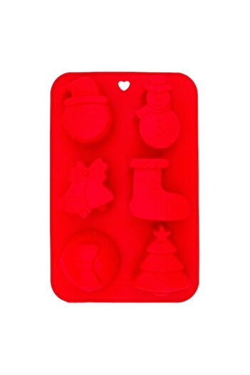 SHOPIENS Baking Mold, Silicone, 6 Christmas Designs, Red, 26x17x2.5cm, MYONNA IT & E-COMMERCE