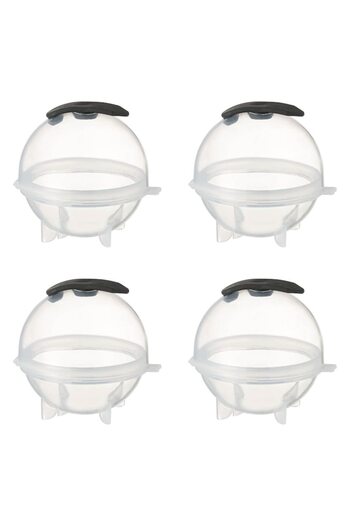 SHOPIENS Spherical Ice Cube Molds, Set of 4, Transparent Plastic, Dishwasher Safe