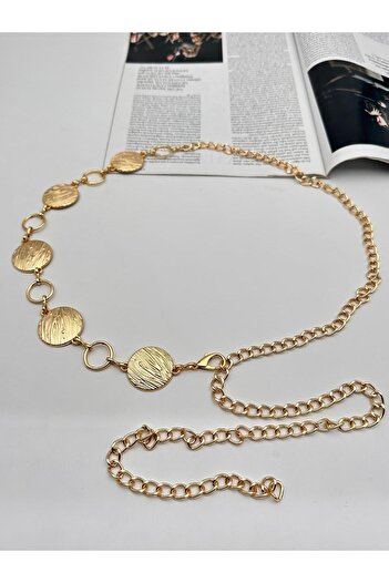 MODAM HİFA Gold Chain Belt Women's Belt Dress Belt Waist Belt Body Belt Shirt Belt