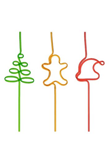SHOPIENS Twisted Christmas Straws Set, Multicolor, 5x255mm, 3 Pieces