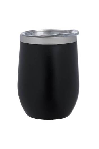 ANTBRO Pahar Termos, Model Metalic, Capac Transparent, Culoare Negru, Capacitate 0.35L