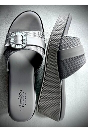 Generic Elegant Women’s Sandal with Rhinestone Buckle – Comfortable Slip-On Wedge Slippers For Ladies