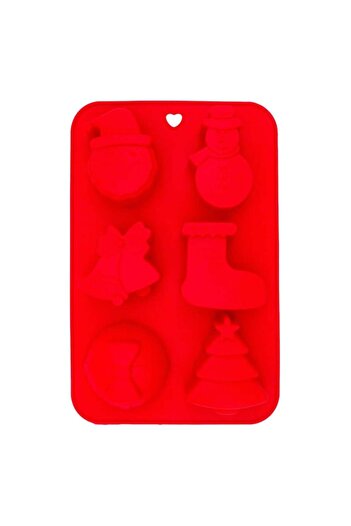 SHOPIENS Baking Mold, Silicone, 6 Christmas Designs, Red, 26x17x2.5cm, MYONNA IT & E-COMMERCE