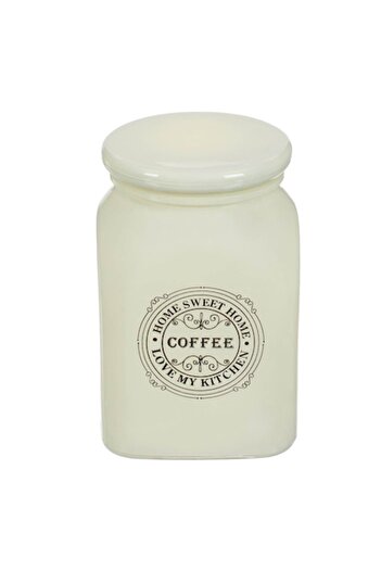 SHOPIENS Glass Coffee Container, Sweet Home Model, Ecru Color, 0.9L