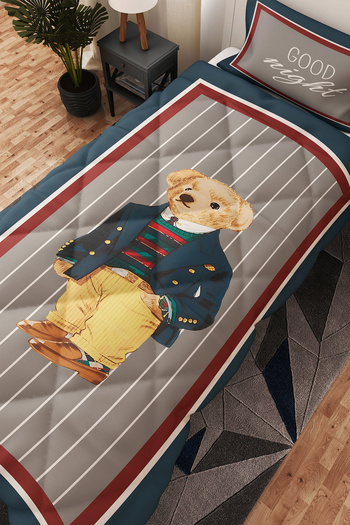 BelezaHome Fares Bear Patterned Single Children's Quilt Sleeping Set