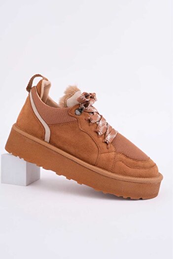 Mc vay Shoes Νέα σεζόν Γυναικείες μπότες και μποτάκια με χοντρή σόλα από σουέτ, ορθοπεδικές με γούνα και κορδόνια