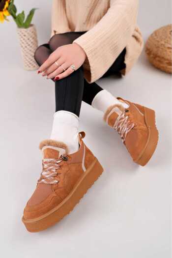 Mc vay Shoes Νέα σεζόν Γυναικείες μπότες και μποτάκια με χοντρή σόλα από σουέτ, ορθοπεδικές με γούνα και κορδόνια