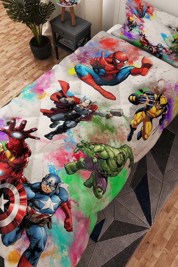 BelezaHome Superhero Patterned Single Children's Quilt Sleeping Set
