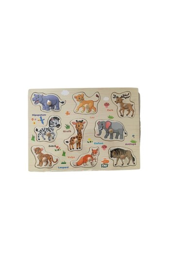 OEM Set 4 wooden puzzles with Romanian inscriptions, Montessori, 38 pieces, domestic animals, vehicles,