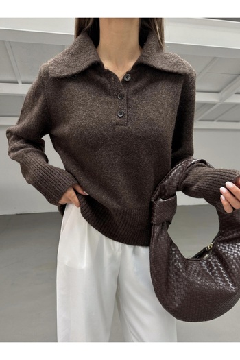 fujya Soft Textured Polo Neck Renata Knitwear Sweater