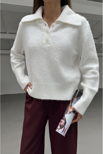 fujya Soft Textured Polo Neck Renata Knitwear Sweater