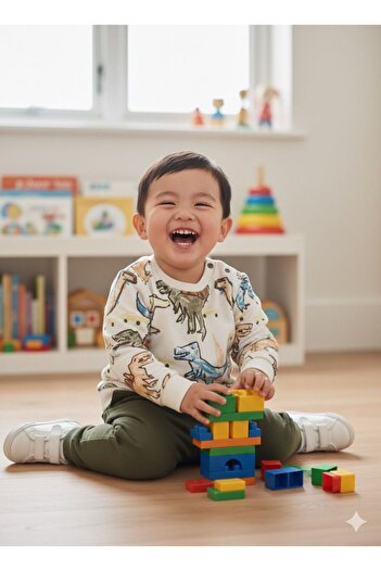 BOBBY JR KİDSWEAR Baby with Colorful Dinosaurs