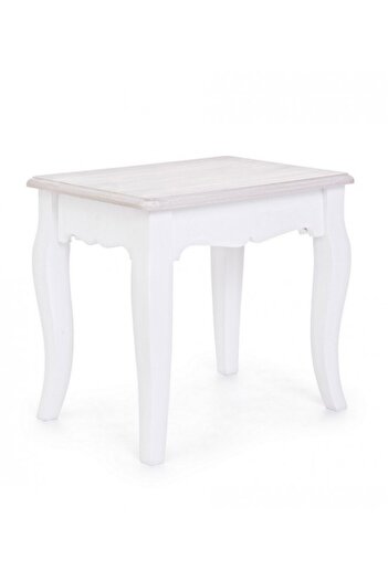 Bizzotto White Wooden Stool Charlene 41 cm x 30 cm x 38 h