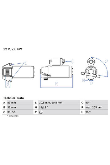 Bosch Electric motor FORD AUSTRALIA TRANSIT body (VM) 2006-2014