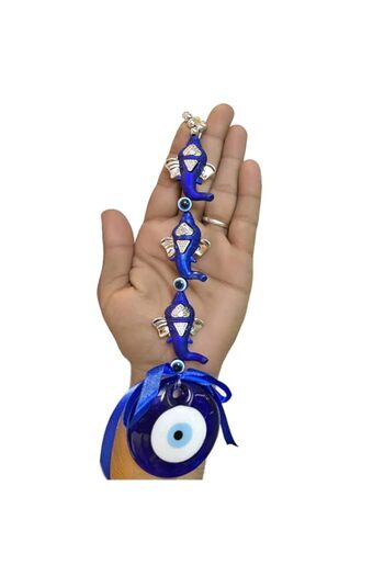 Generic DT DECTONE Blue Evil Eye Hanging Three Ganesha Turkish Hanging for Home Protection, Good Luck Charm