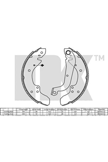 NK Brake shoe set FIAT DUCATO body (290_) 1989-1994