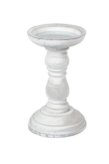 DavidaHome Candle holder, wooden candlestick type, 17x10 cm, white