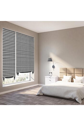 LUXER Set of 3 Self-Adhesive Pleated Blinds, Adjustable, Installation Without Drilling, Gray, Dimensions 90x180 cm,