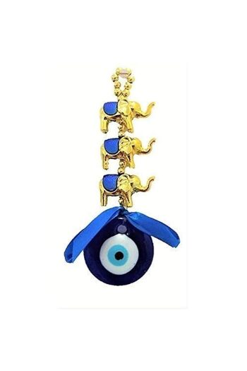 Generic Rabarikaa Evil Eye with 3 Elephants Wall Hanging Ornament Home Decor Protection Good Luck Blessing