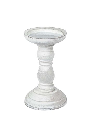 DavidaHome Candle holder, wooden, 10x17 cm, vintage white