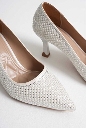 CHİCELLA Sare Pearl Detailed Women's Evening Dress Heeled Shoes
