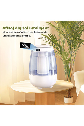Animati.ro Smart Humidifier D202 – 3.2L, Dual Spray, LED Display, Ambient Light, Quiet