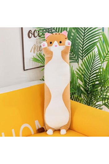 OEM Plush Toy Pillow Shaped Like a Cat, Washable, Hypoallergenic Filling, 70 cm Light Brown