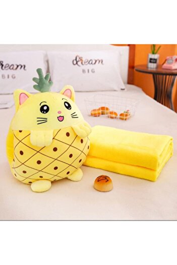 OEM Multifunctional Plush Toy Pineapple Shape - 40 cm, Fluffy Blanket - 155 x 100 cm with Hand Pockets,