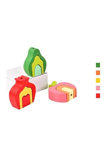 OEM Educational Wooden Sorting and Stacking Toy for Children with Fruits, Montessori, 3 Years +