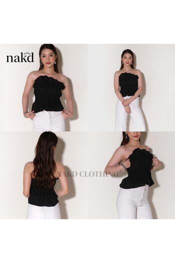 Nakd FASHION THESSA BASIC COTTON LINEN SEXY UNEVEN SUMMER DAILY CASUAL TUBE TOP 6029