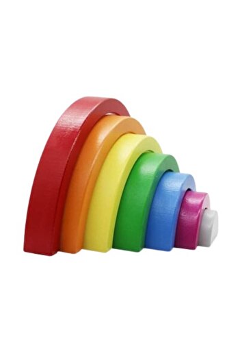 OEM Educational Wooden Puzzle for Kids, Rainbow Construction Blocks - Learning Shapes and Colors, 7 Piec