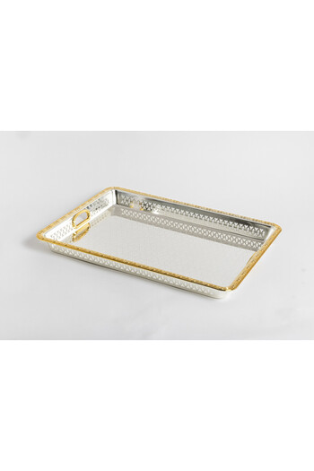 Bin Shihoun Silver and gold rectangular serving tray