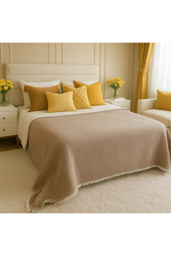 Tasarım Hb&Victory Muslin Brown Color 6 Layer Quilt Single Size 170X260 Cm.