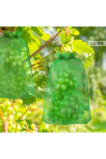 LUXER Set of 20 Protective Bags for Fruits and Vegetables with Drawstring, Dimensions 20x30 cm, Green,