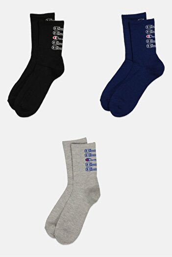 Champion Men 3 Pairs Brand Logo Socks, Multicolor