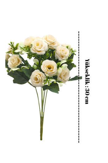 Çınar çiçekçilik Buchet de trandafiri artificiali cu capete mici de flori, 6 opțiuni de culoare, buchet decorativ (vază/decor de masă)