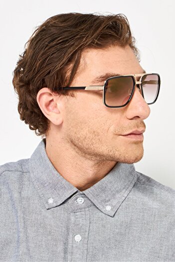 Carrera Men 207560LGD61YK Aviator Sunglasses, Light Brown