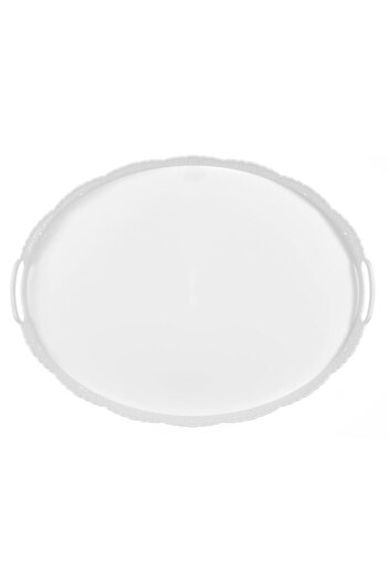 SHOPIENS Serving Tray, Lace Pattern, White, 50x37 cm, Plastic