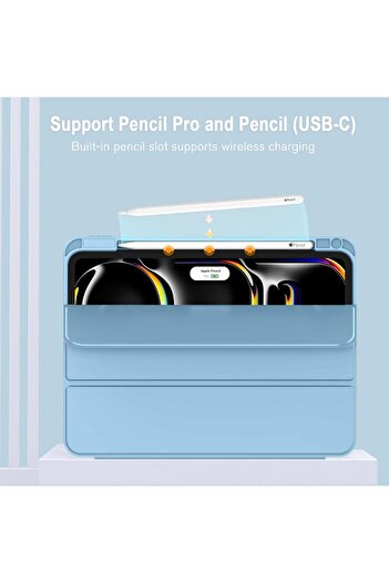 Generic Elterazone New iPad Pro 13 Inch Case M4 (2024, 7th Gen) with Pencil Holder, Smart Case with Touch ID