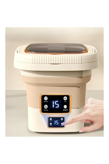 OEM Foldable Travel Washing Machine, Beige, 0.275mx0.25m, with Lid and Basket