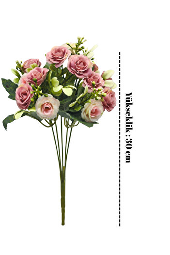 Çınar çiçekçilik Buchet de trandafiri artificiali cu capete mici de flori, 6 opțiuni de culoare, buchet decorativ (vază/decor de masă)