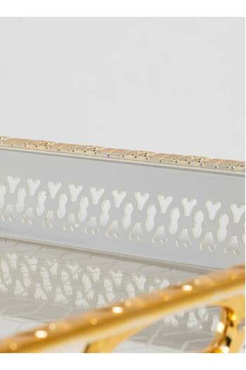 Bin Shihoun Silver and gold rectangular serving tray