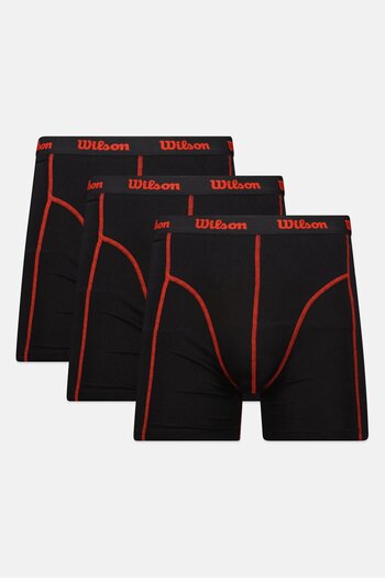 Wilson Men 3 Pieces Brand Logo Boxer Briefs, Black