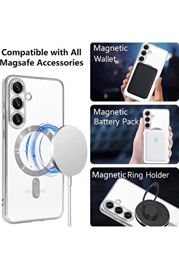 Rivor Samsung Galaxy A54 Kılıf Kamera Korumalı Magsafe Wireless Şarj Şeffaf Kenarları Renkli Yumuşak Kapak