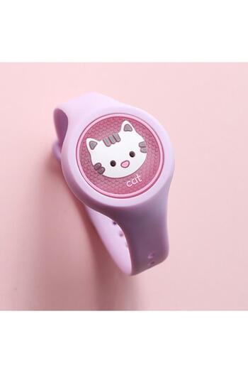 LUXER Anti-Mosquito Silicone Bracelet, 100% Repellent Effect, Model - Lavender Cat with LED Lighting
