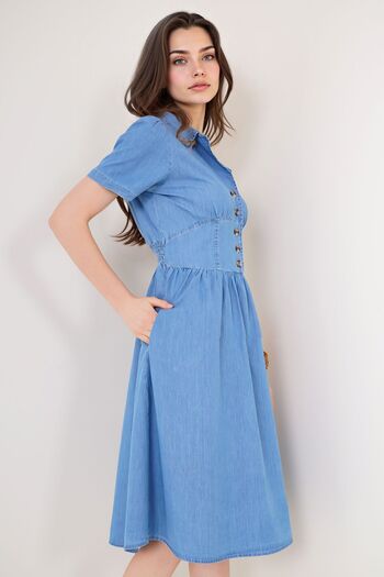 Hiccup Rochie midi BDART din denim cu guler și nasturi