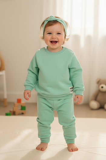 JARMO KİDS Girl - Boy Baby 3 Thread Inner Layered Top and Bottom Set