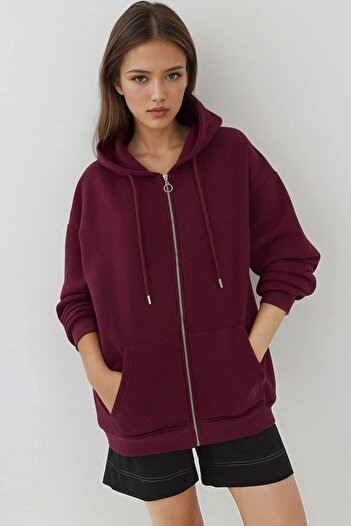 Hiccup Zippered Hooded Sweatshirt with Raised Pockets Busem Collection